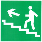 Знак "Направление к эвакуационному выходу по лестнице вверх налево" с нанес. ф/л Е16